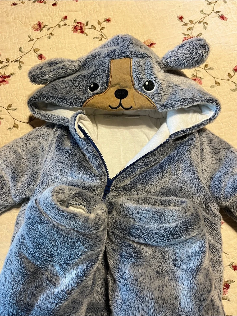 Koala Kids Plush Blue Bear Hooded Snowsuit